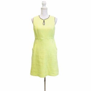 Lands End Yellow Green Key Hole Pocket Dress